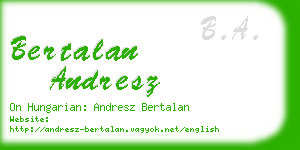 bertalan andresz business card